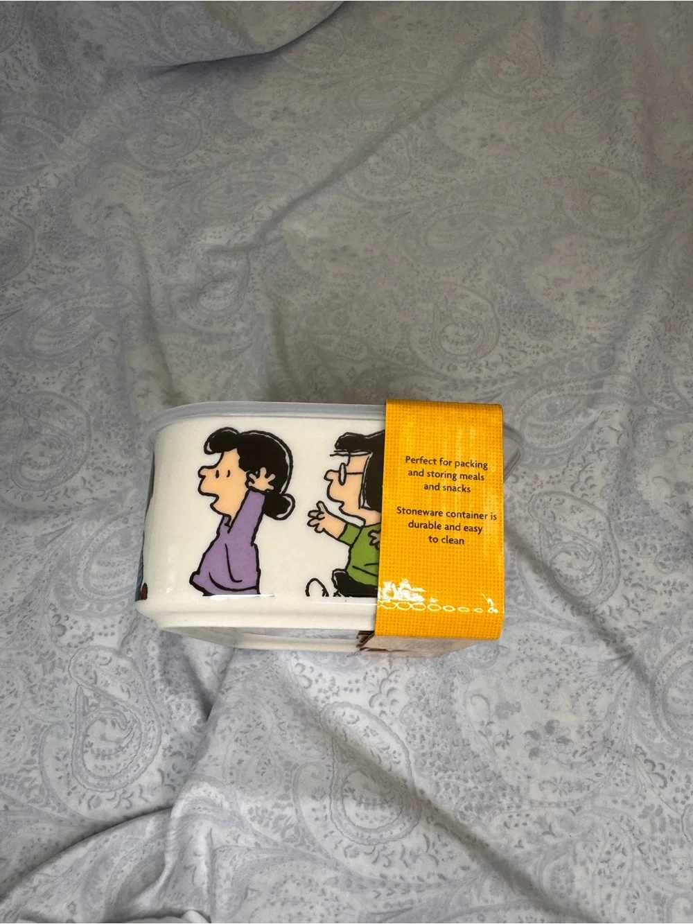 Peanuts Gang Chow Time Stoneware 32 oz Lunchbox with microwave steam release lid